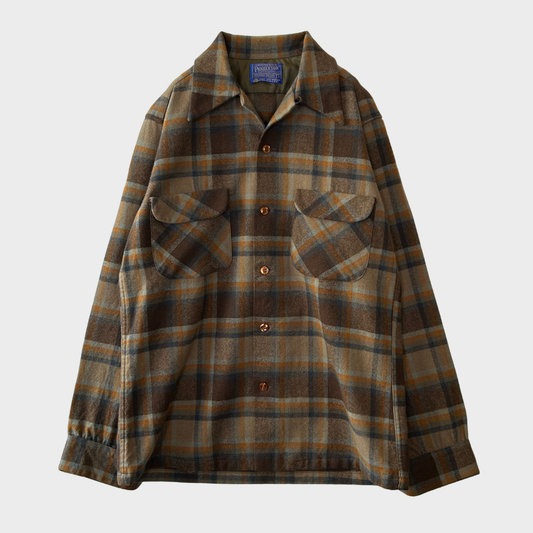 70's Pendleton ボードシャツ チェック 茶橙黒 (S)/A8246S-SO
