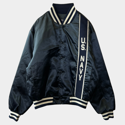 90's Swingster U.S.NAVY ナイロンスタジャン ミリタリー 紺(L)/A8364O-SO