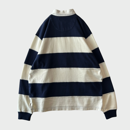 00's Polo by Ralph Lauren ラルフローレン ボーダーラガーシャツ 白×ネイビー(L)/A7772T-SO