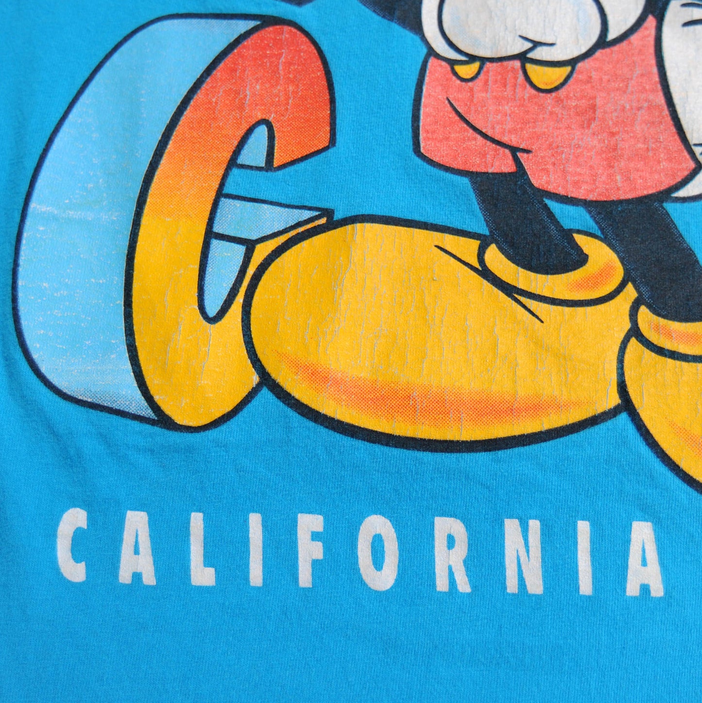 90's Disney Mickey California キャラクターTシャツ 青 (L)/A3968T-SO