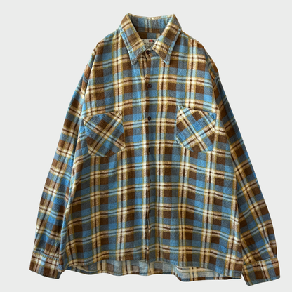 70's Fruit of The Loom プリントネルシャツ チェックシャツ (L)/A8823SH-SO