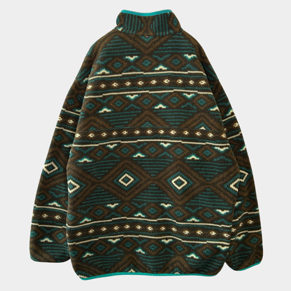 00's Patagonia パタゴニア スナップT 総柄フリース ブラウン(L)A8757F-SO