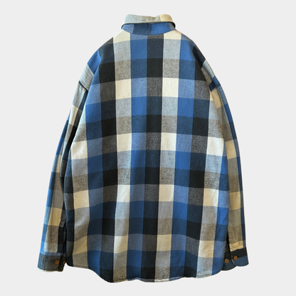 90's BIG MAC ネルシャツ ブロックチェック USA製 青白黒(L)/A8950SH-SO