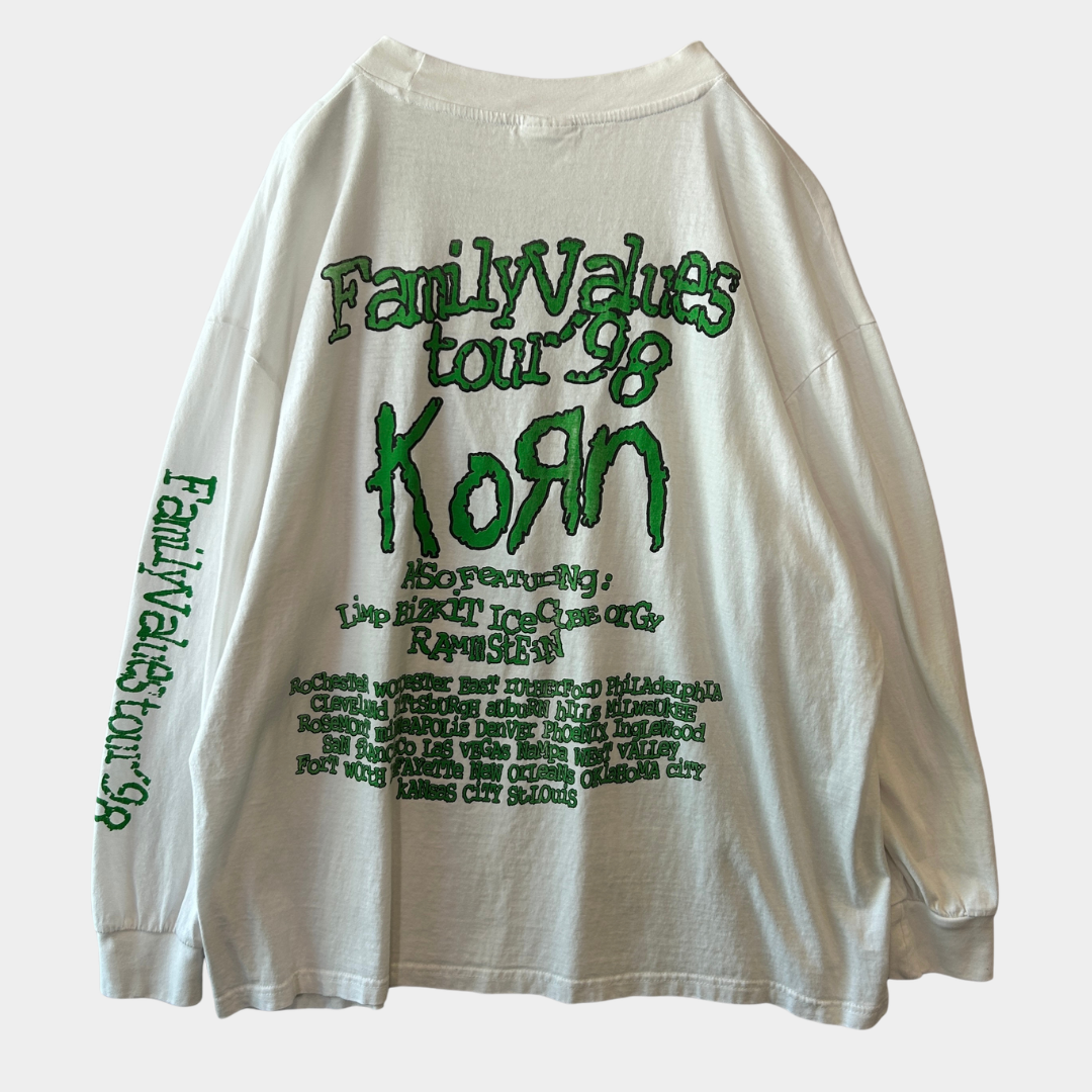 90's KORN ”Family Values Tour 98" ツアーロンT バンドTシャツ 袖プリント (XL)/C0285T-SO