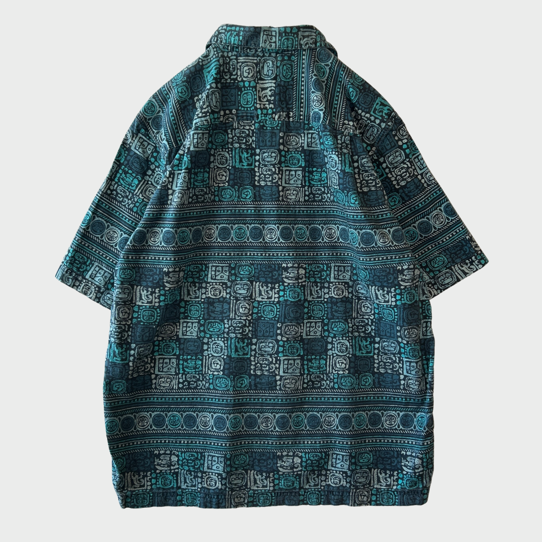 00's L.L.Bean エルエルビーン 総柄 トロピック オープンカラーシャツ 青系 (サイズ不明) B3684SH-SO