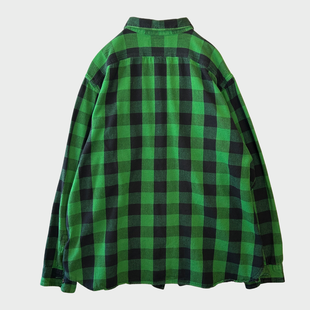 00's  Ralph Lauren  オンブレチェック ネルシャツ 緑 XXL /A8483SH-SO