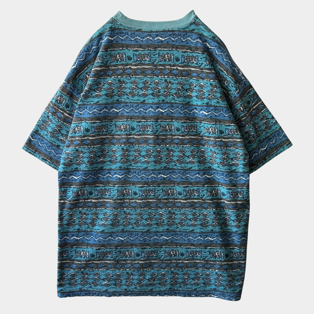 90's Ocean Pacific ネイティブ柄 サーフ ポケットTシャツ 青系統 (2XLT)/C1227T-SO