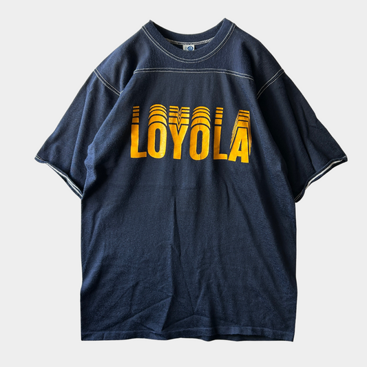 80's ARTEX "LOYORA" フットボールTシャツ ナイロン/コットン 紺(L)/A7408T-SO
