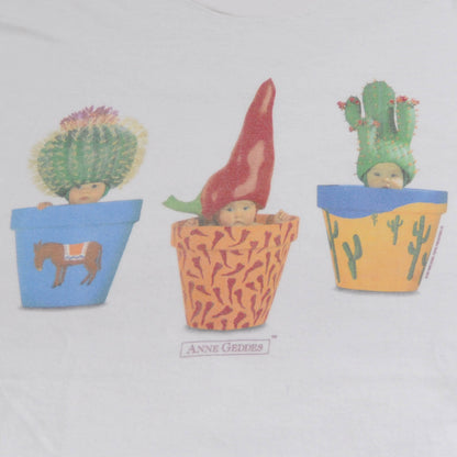 00's ANNE GEDDES Baby in Plant Pot フォトTシャツ(XL) 白/A2783T-SO