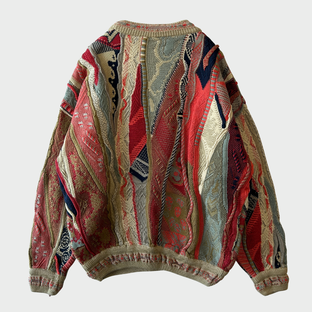 90's CARLO ALBERTO 総柄 3Dニット セーター マルチカラー (XS) /A8953K-SO