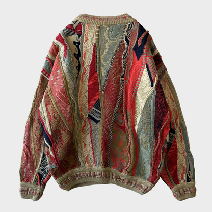 90's CARLO ALBERTO 総柄 3Dニット セーター マルチカラー (XS) /A8953K-SO