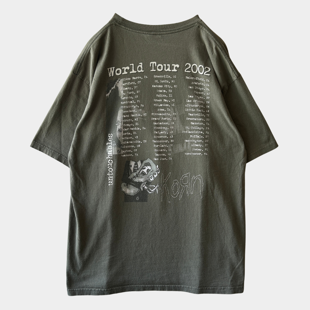 2002 Sundog Korn 5th Untouchables バンドTシャツ カーキ (XL)/A3057T-SO