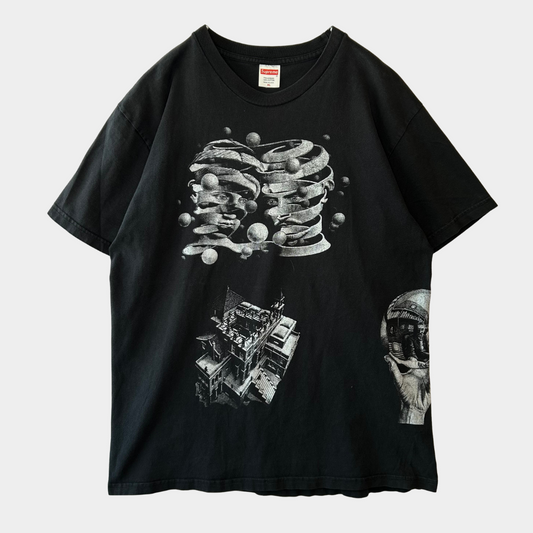 00's SUPREME×M.C.ESCHER エッシャー アートTシャツ マルチプリント 黒(XL)/A7243T-0SO