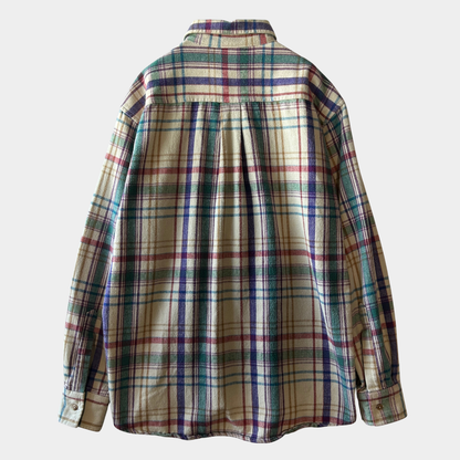 80's ~ L.L.Bean チェック フランネルシャツ ベージュ レッド パープル グリーン (不明)/C0263SH-SO