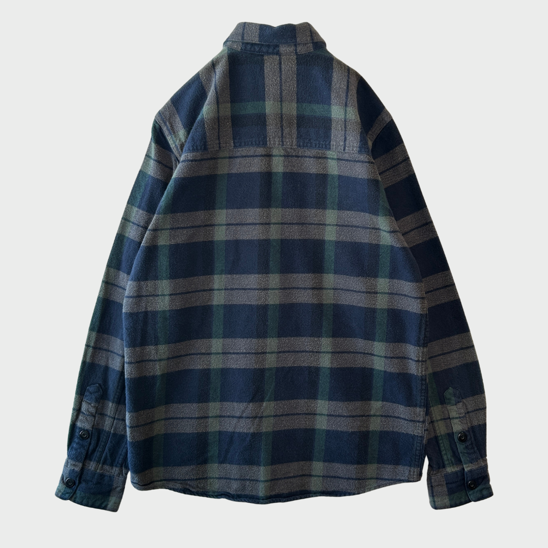 00's VOLCOM チェック フランネルシャツ SLIM FIT ネイビー (M) B4118SH-SO