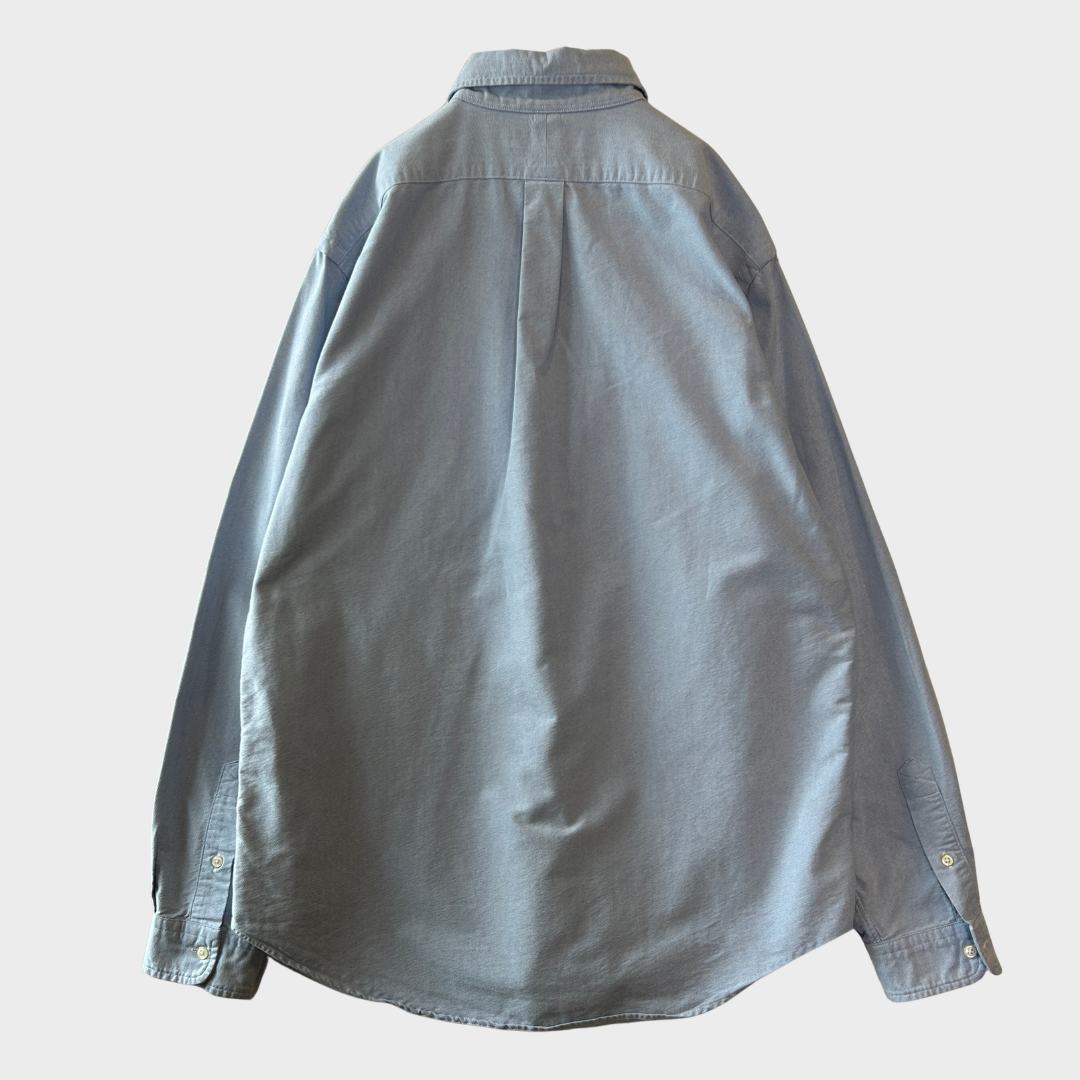 00's Ralph Lauren ラルフローレン ポロベア刺繍 ボタンダウンシャツ 水色 (L) /C1430SH-SO
