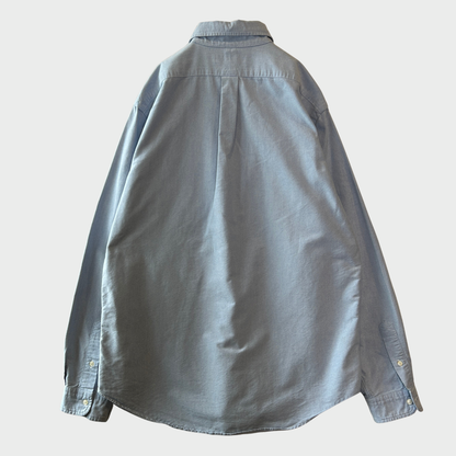 00's Ralph Lauren ラルフローレン ポロベア刺繍 ボタンダウンシャツ 水色 (L) /C1430SH-SO