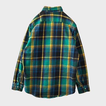 80's  PRIVATE PROERTY タータンチェック ネルシャツ 緑、青、黄色 M /A8491SH-SO