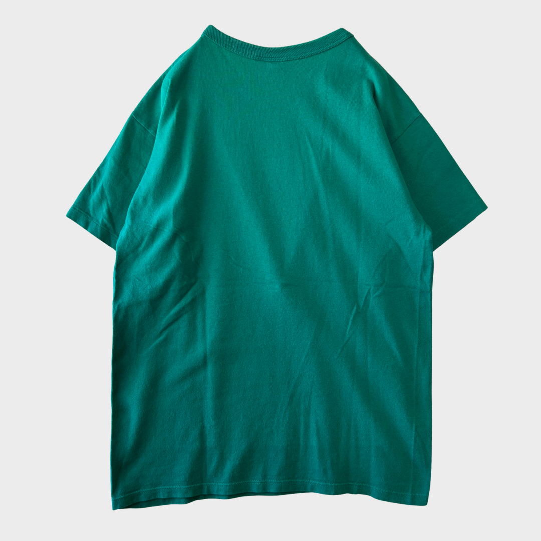 90's Champion チャンピオン 胸ロゴ 袖刺繍 Tシャツ ターコイズグリーン (L) B4037T-SO