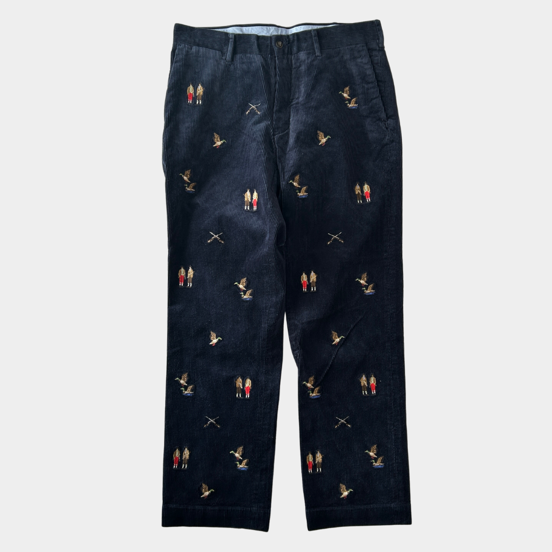 00's Polo RALPH LAUREN corduroy pants コーデュロイパンツ 刺繍 ブラック (32 30)/A9642P-SO