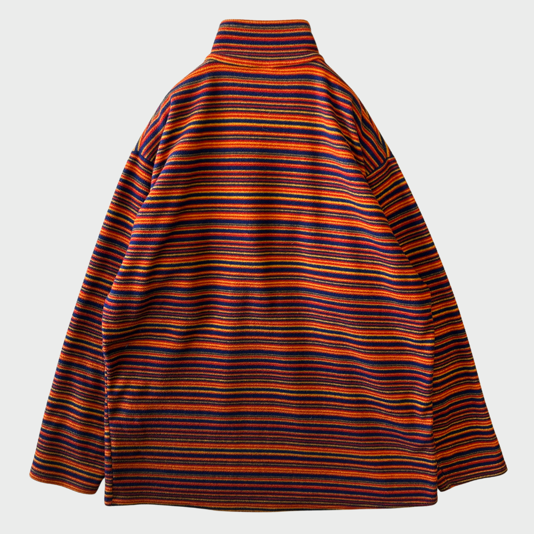 90's Patagonia パタゴニア Capilene キャプリーン フリース プルオーバー マルチボーダー オレンジネイビー (L) /A9841F-SO