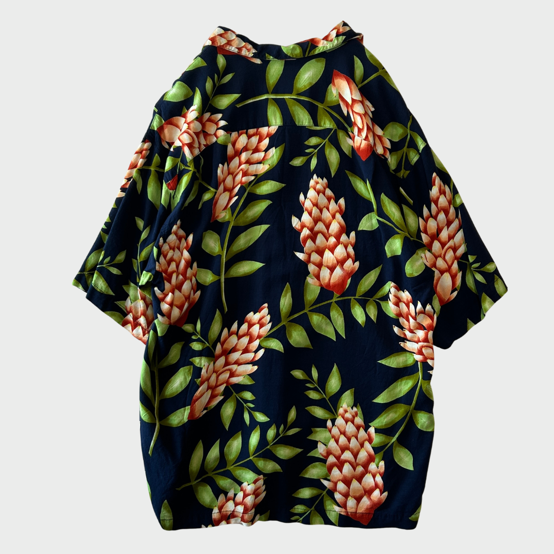 00's S&D Bahamas レーヨン アロハシャツ ネイビー (L) B3937SH-SO