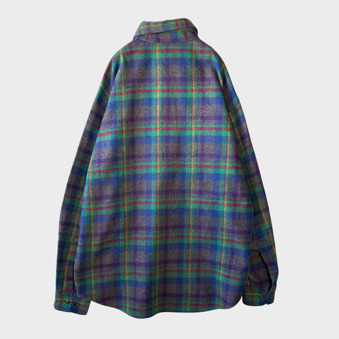 GAP ギャップ タータンチェック ネルシャツ 緑青グレー (推定M) /A8818SH-SO