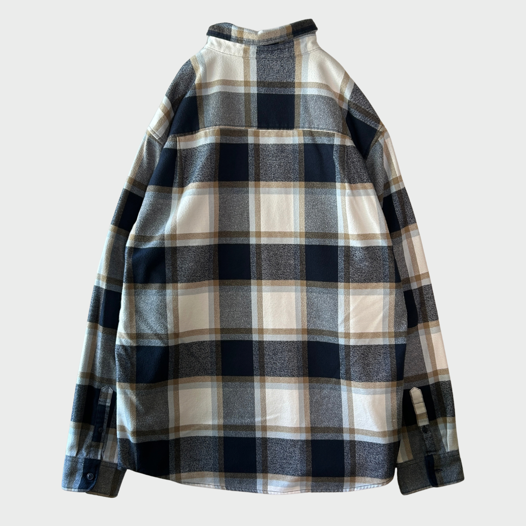 00's QUIKSILVER クイックシルバー DNA Flannel フランネルシャツ ホワイト/ベージュ/ネイビー(XL)/B4189SH-SO