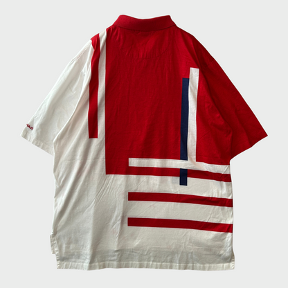 00's Polo Ralph Lauren ボーダー柄 星条旗 ポロシャツ 赤白青(XL)/A3738S-SO