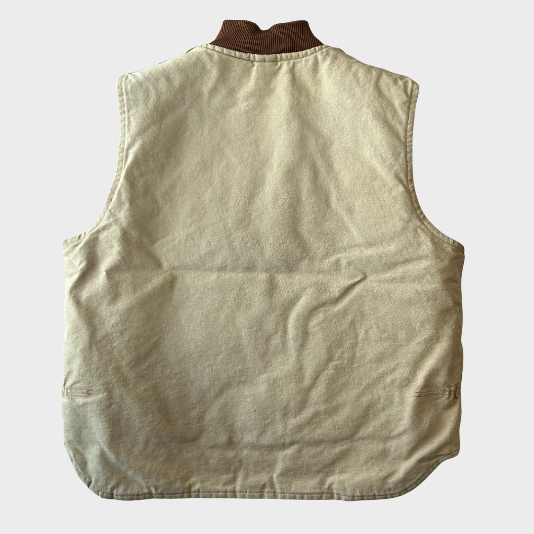 00's Carhartt カーハート ダックベスト BRN ブラウン 腰ゴム ベージュ系 （サイズ不明）/C0402V-SO