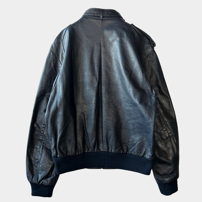 80's~ MEMBERS ONLY leather jacket レザー ジャケット ダークネイビー (42)/B0009J-SO