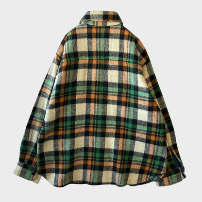 80's VENTURA チェック CPOシャツ グリーンオレンジ (L) /A9624SH-SO
