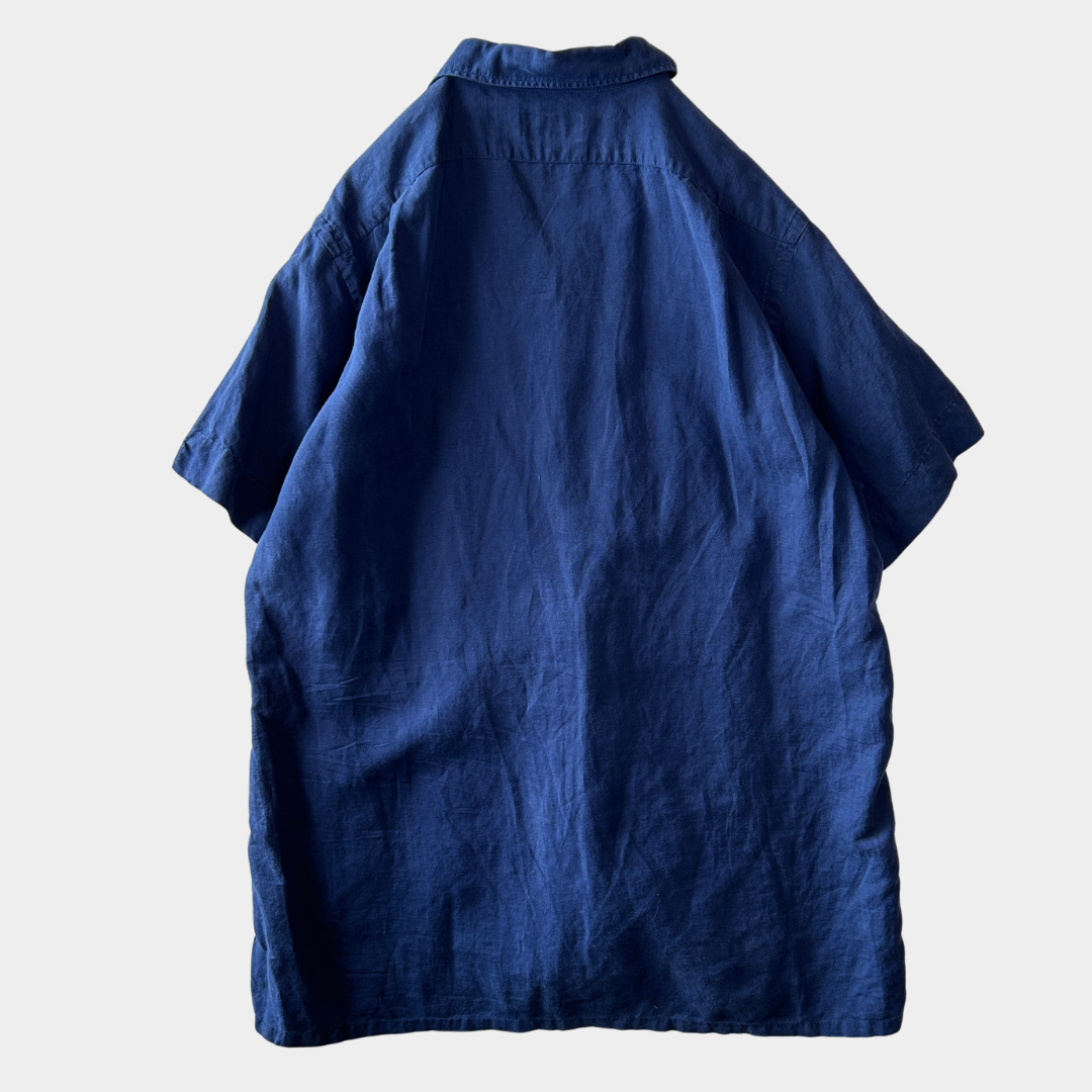 Polo Ralph Lauren ラルフローレン リネン混 オープンカラーシャツ ネイビー(L)/C0976SH-SO