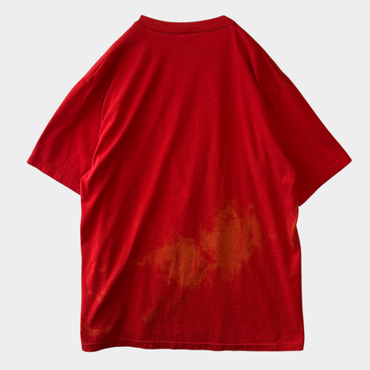 80's Jerzees  プリントTシャツ メッセージ 釣り人 赤(L)/C0706T-SO