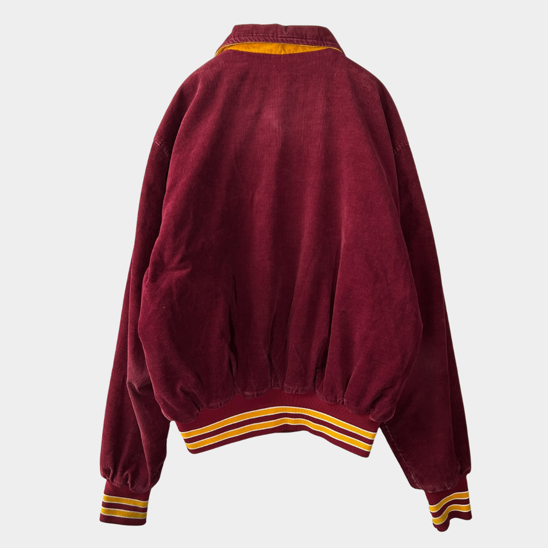 80's WEST WIND corduroy varsity jacket コーデュロイ スタジャン ワインレッド (XXL)/A8951J-SO