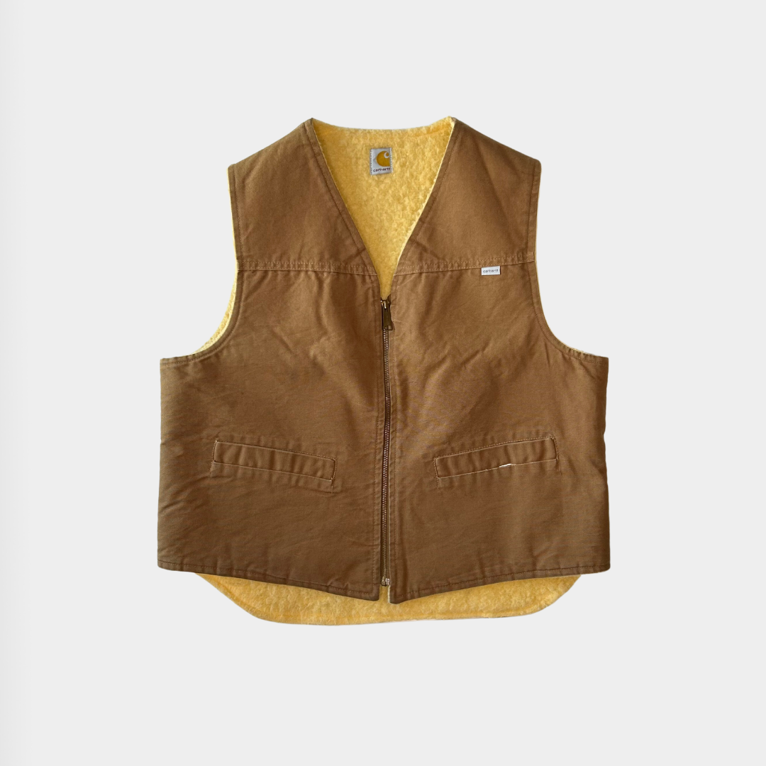 80's Carhartt カーハート ダックボアベスト ブラウン 6SV(XL)/B0813V-SO