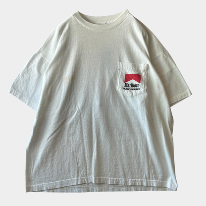 90's Marlboro マルボロ チーム・ペンスキー インディカー フォトプリントTシャツ 白 (XL)/B3653T-SO