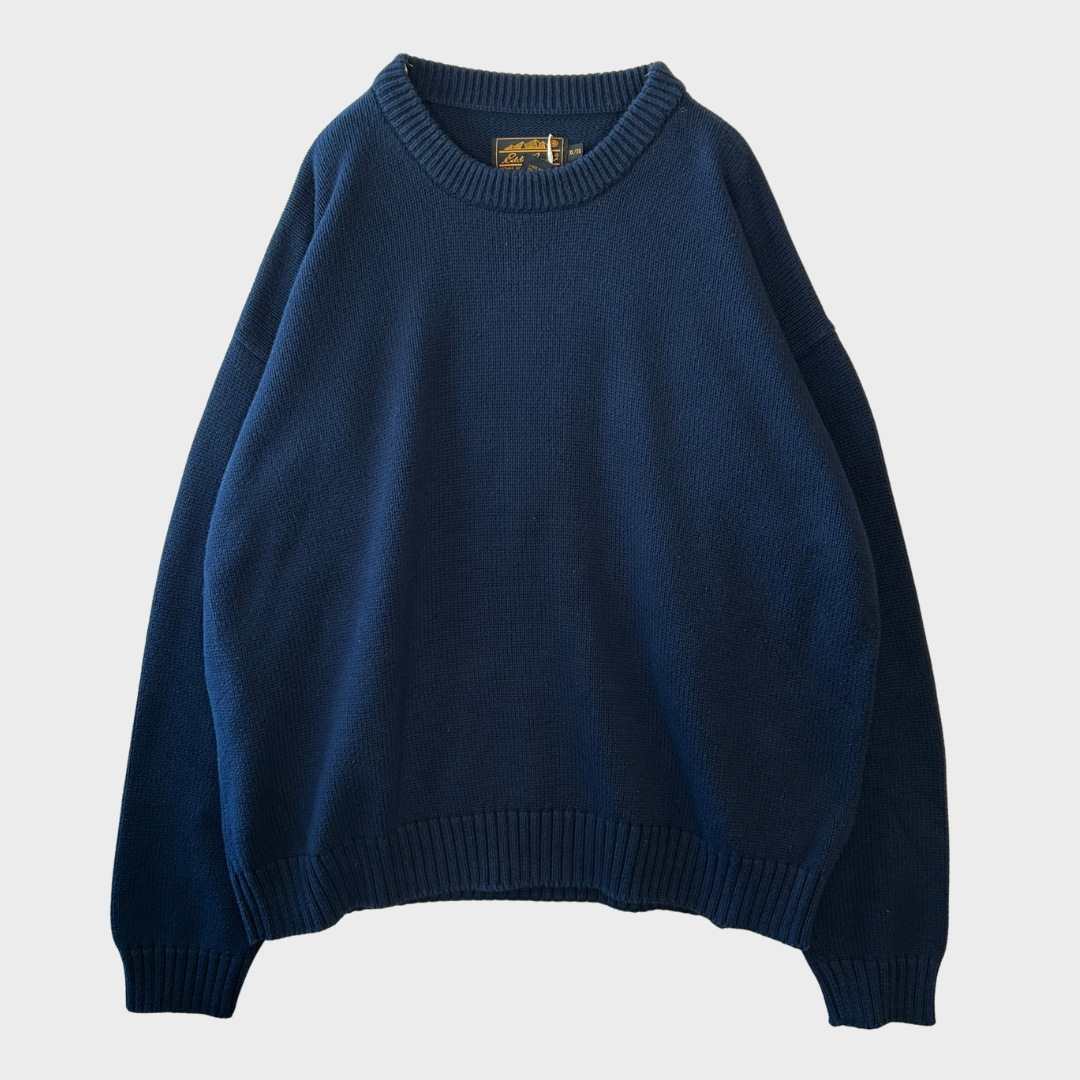 90's Eddie Bauer コットンニット 紺 (XL)/A8380K-SO