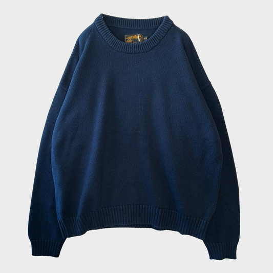 90's Eddie Bauer コットンニット 紺 (XL)/A8380K-SO