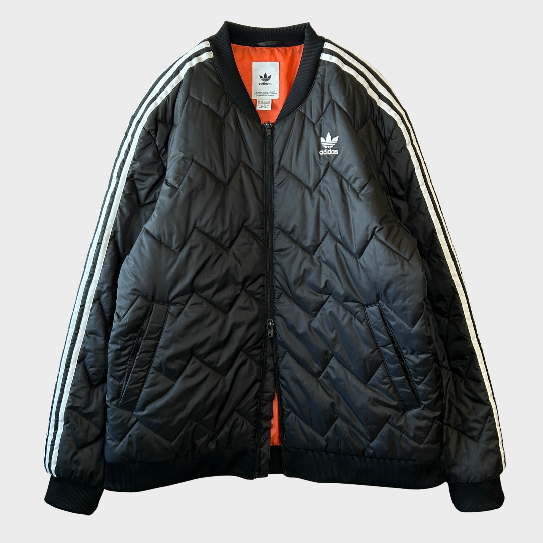 00's Adidas ダブルジップ キルティングジャケット 黒 (XL)/A9861J-SO