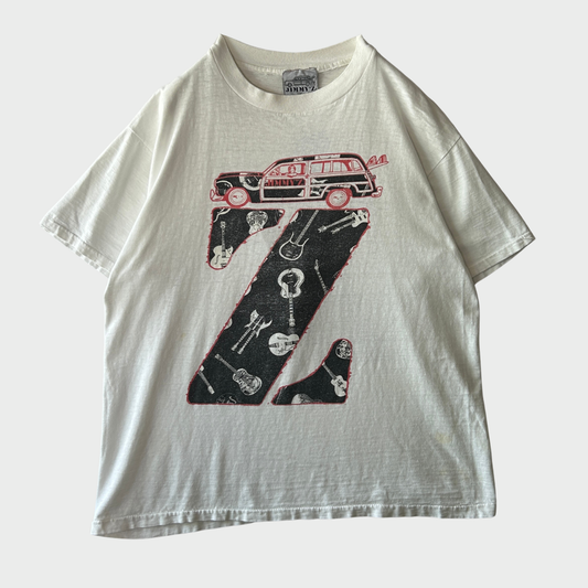 80's Jimmy's ウッディワゴン＆ギター プリントTシャツ 白(XL)/B3052T-SO