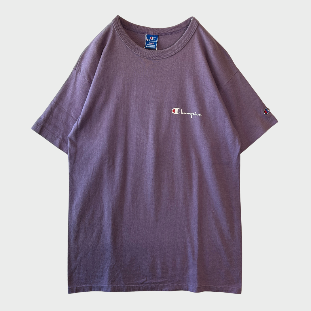 90's Champion チャンピオンズ 胸ロゴ 袖刺繍 Tシャツ 紫 (L) A2343T-SO