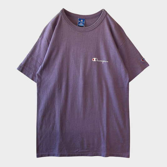 90's Champion チャンピオンズ 胸ロゴ 袖刺繍 Tシャツ 紫 (L) A2343T-SO
