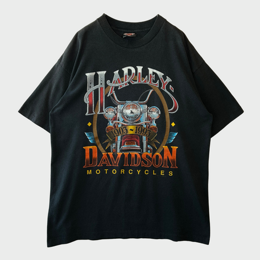 80's Harley-Davidson KSH-ANSBACH GERMANY ハーレープリントTシャツ 黒 (XL)/A3088T-SO