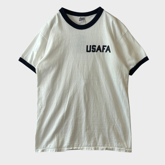 80's Champion チャンピオン トリコタグ USAFA ミリタリー リンガーTシャツ 白 (L) /A8466T-SO