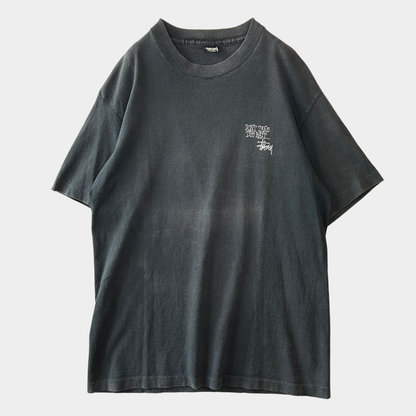 80's Stussy ステューシー Don't Take The Bite... 魚 Tシャツ ブラック (L)/C0434T-SO