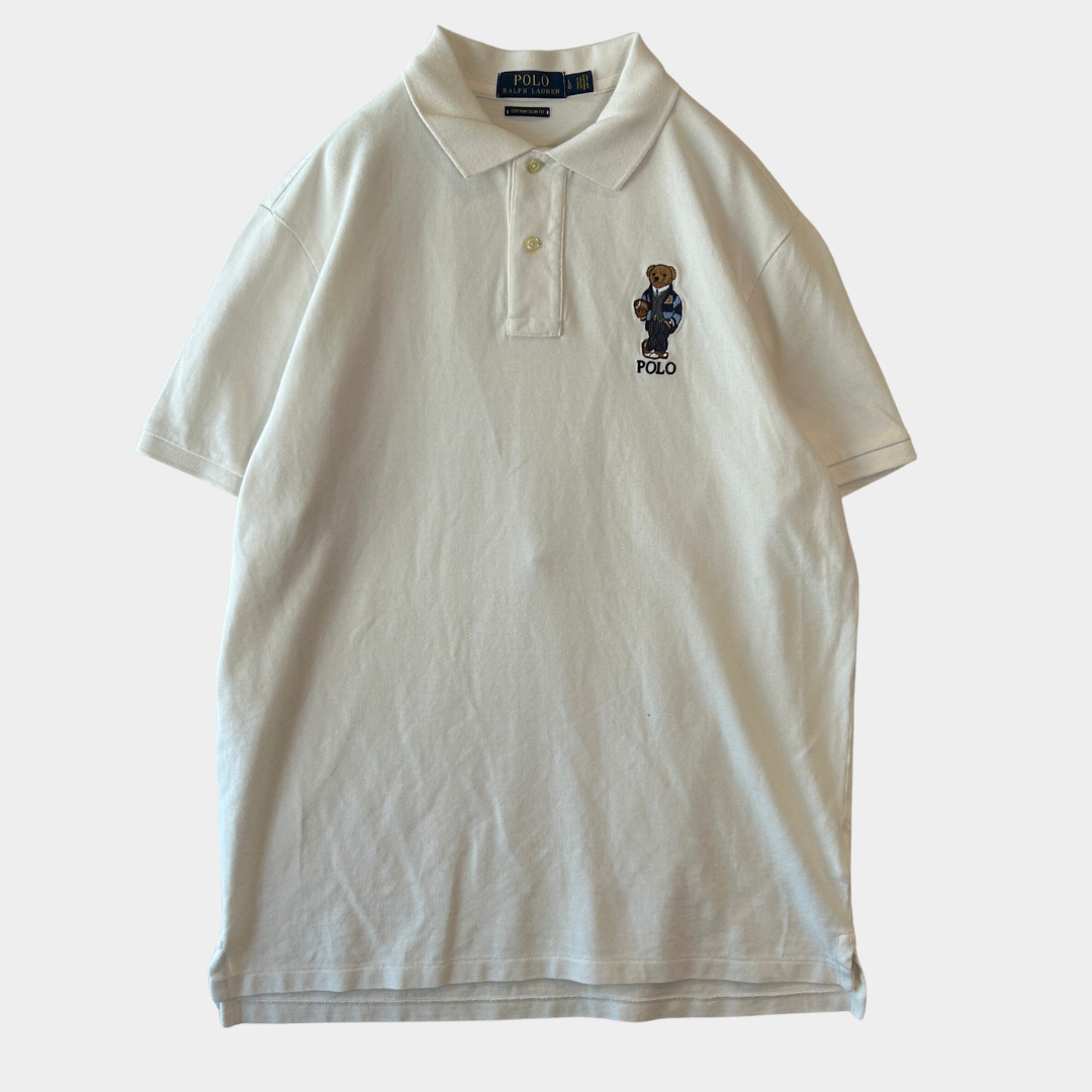 POLO RALPH LAUREN ラルフローレン custom slim Fit ポロベア ポロシャツ 白 (L)/B2273S-SO