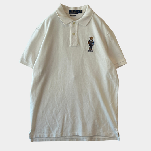POLO RALPH LAUREN ラルフローレン custom slim Fit ポロベア ポロシャツ 白 (L)/B2273S-SO