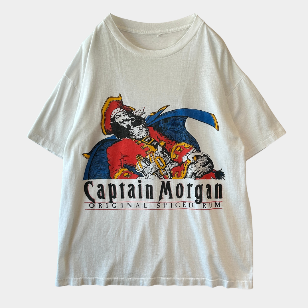 90's Captain Morgan キャプテン・モルガン アドバタイジングTシャツ 企業T アルコール 白/C1242T-SO