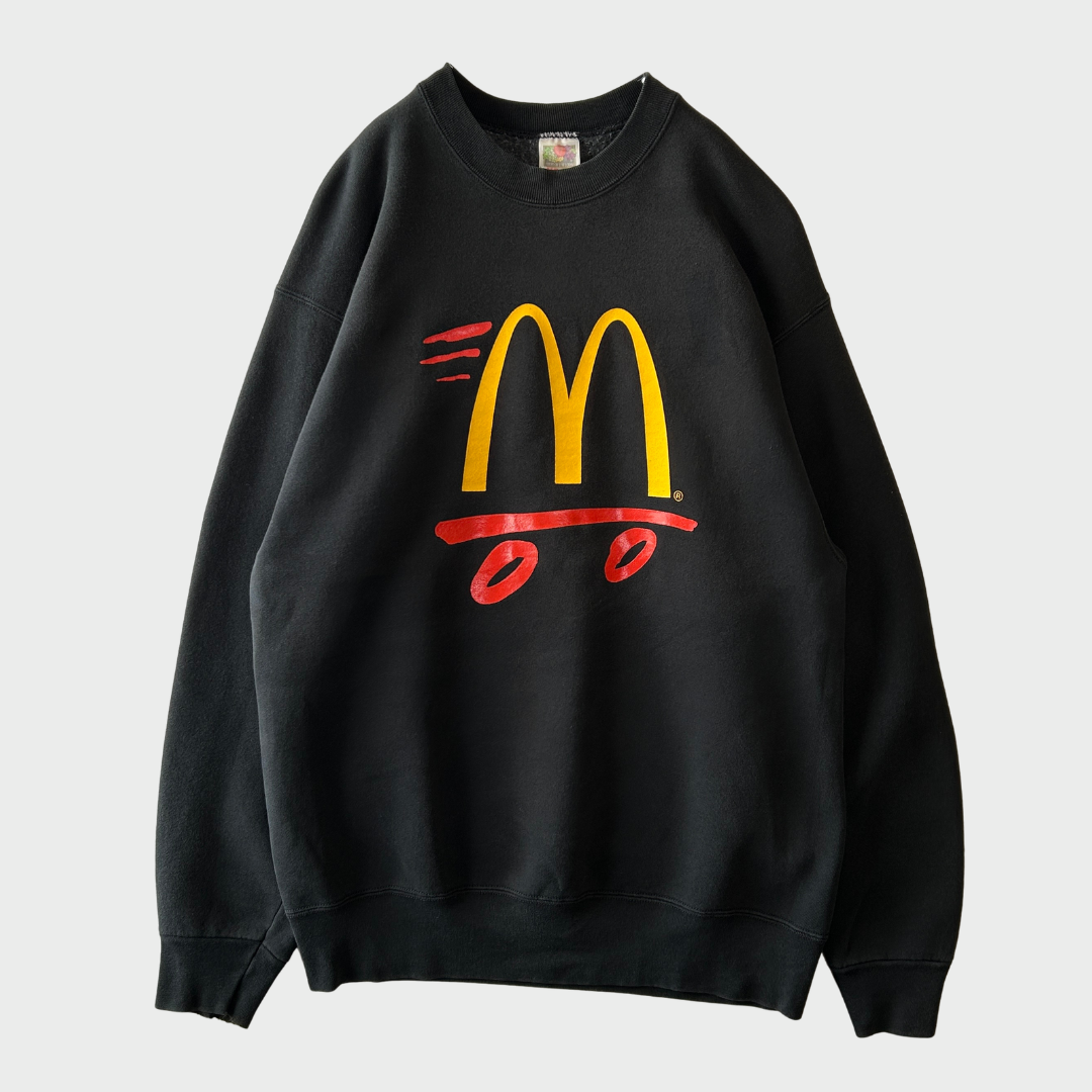 90's FRUIT OF THE LOOM マクドナルド アドバタイジング スウェット 企業系 ブラック(L)/B4135R-SO